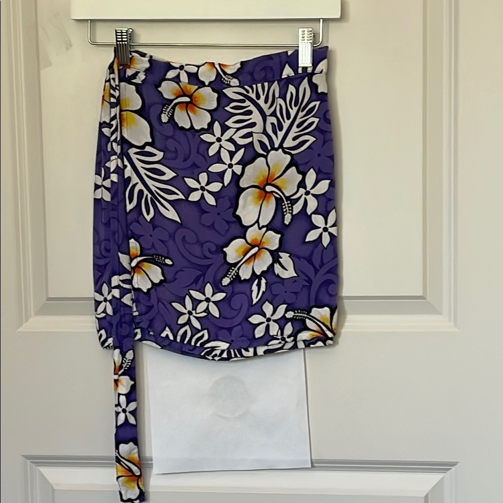 Vintage Tiki Palm Wrap Skirt Small